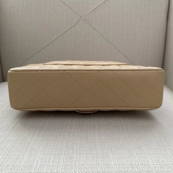 Chanel Medium Classic Double Flap Beige Caviar Bag Authentic Pre-Owned - Picture 6 of 10